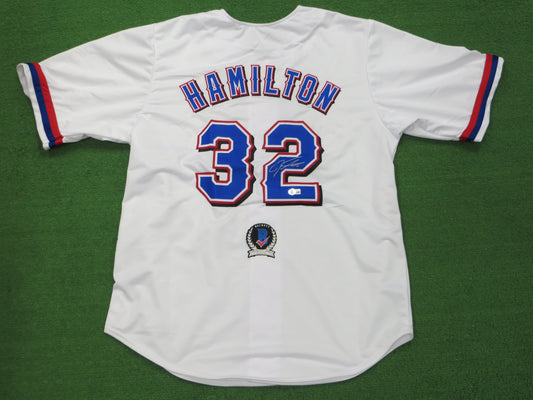 JOSH HAMILTON TEXAS RANGERS SIGNED WHITE JERSEY size 2XL BAS COA