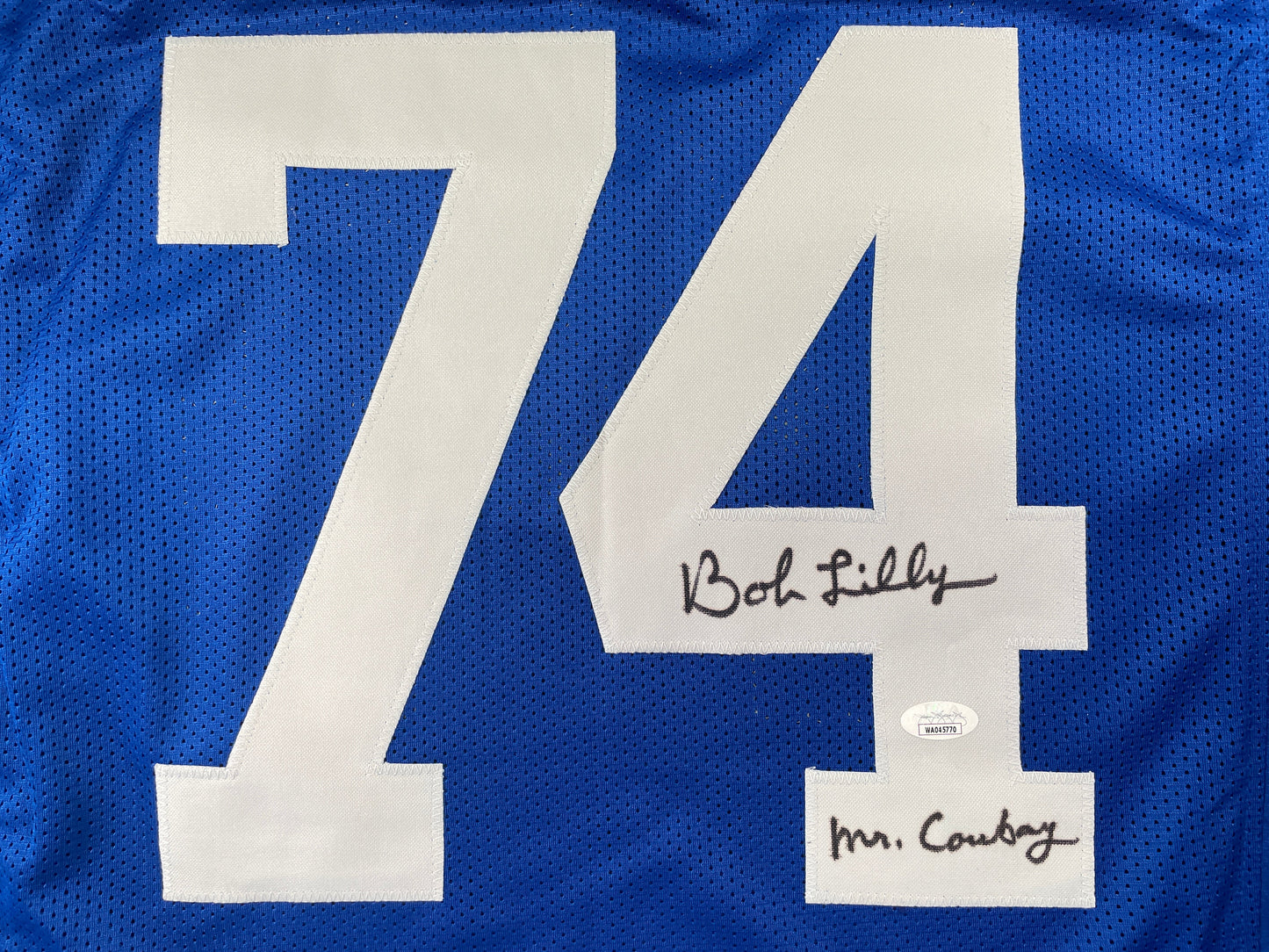 BOB LILLY DALLAS COWBOYS SIGNED Throwback JERSEY w/MrCowboy JSA COA