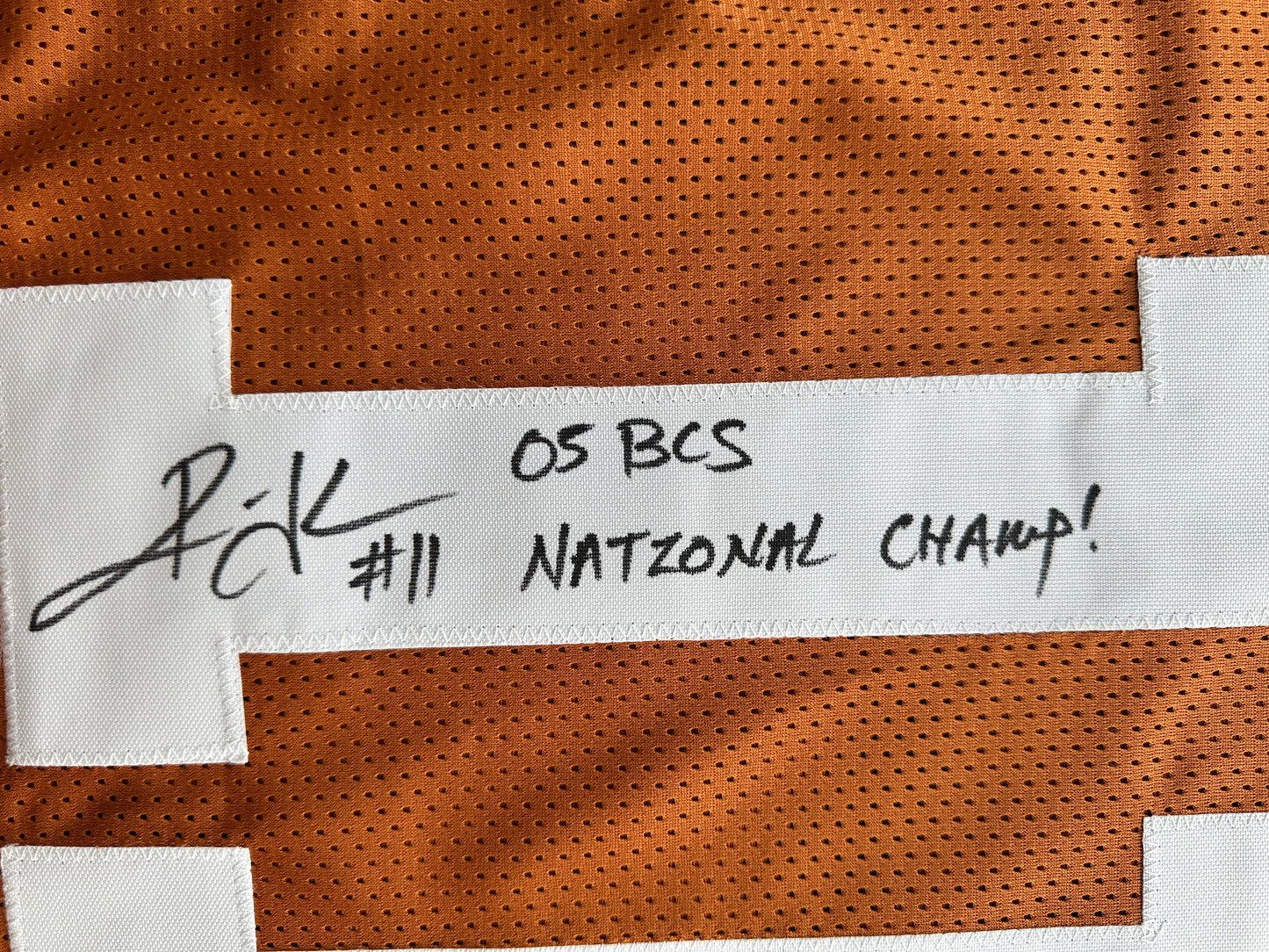 RAMONCE TAYLOR ORANGE FOOTBALL JERSEY Longhorns w/ "05 BCS National Champs" BAS