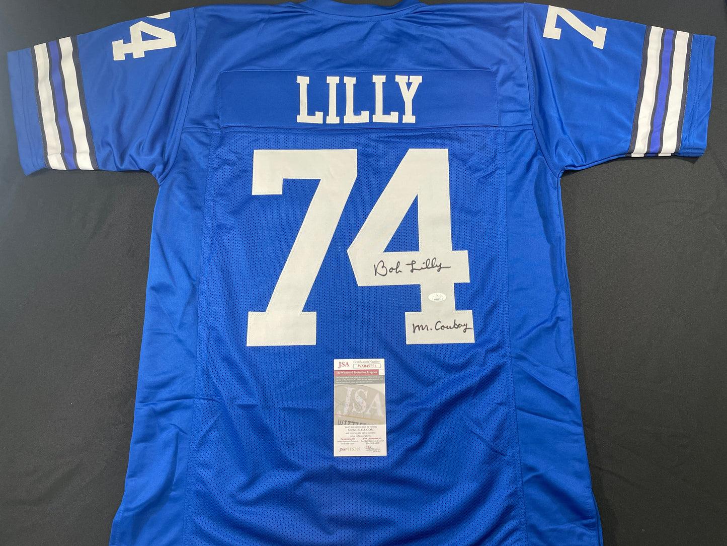 BOB LILLY DALLAS COWBOYS SIGNED Throwback JERSEY w/MrCowboy JSA COA