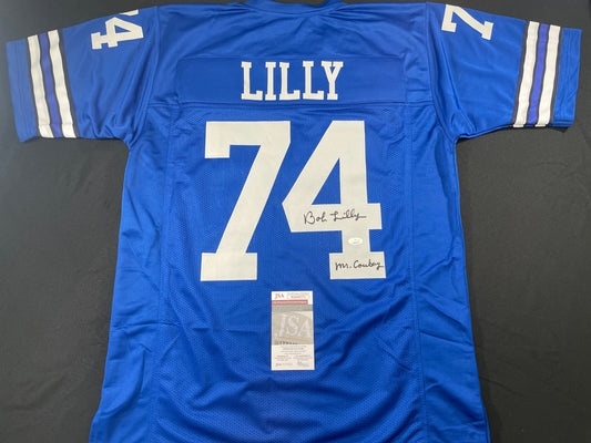 BOB LILLY DALLAS COWBOYS SIGNED Throwback JERSEY w/MrCowboy JSA COA