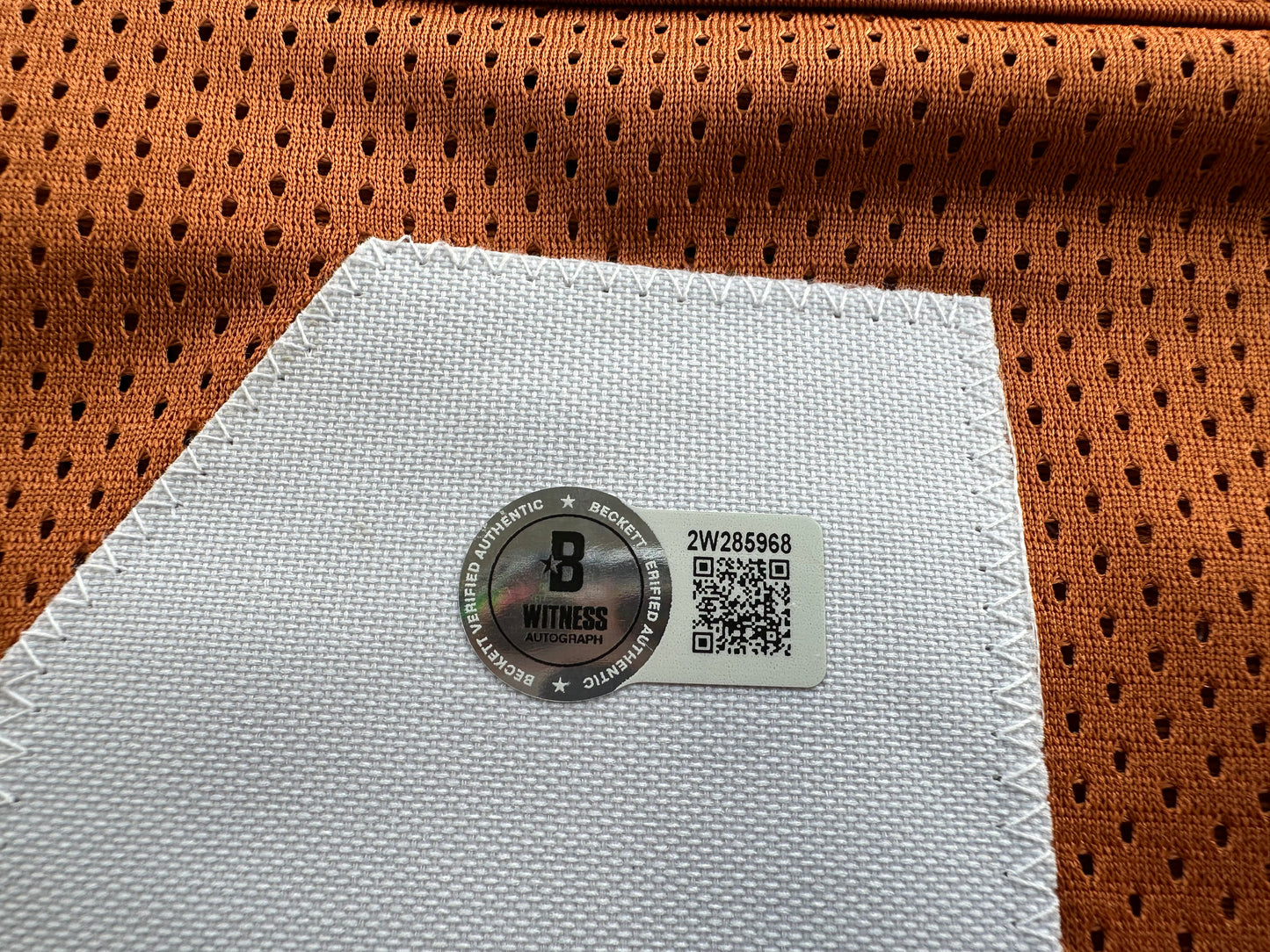 RAMONCE TAYLOR ORANGE FOOTBALL JERSEY Longhorns w/ "05 BCS National Champs" BAS