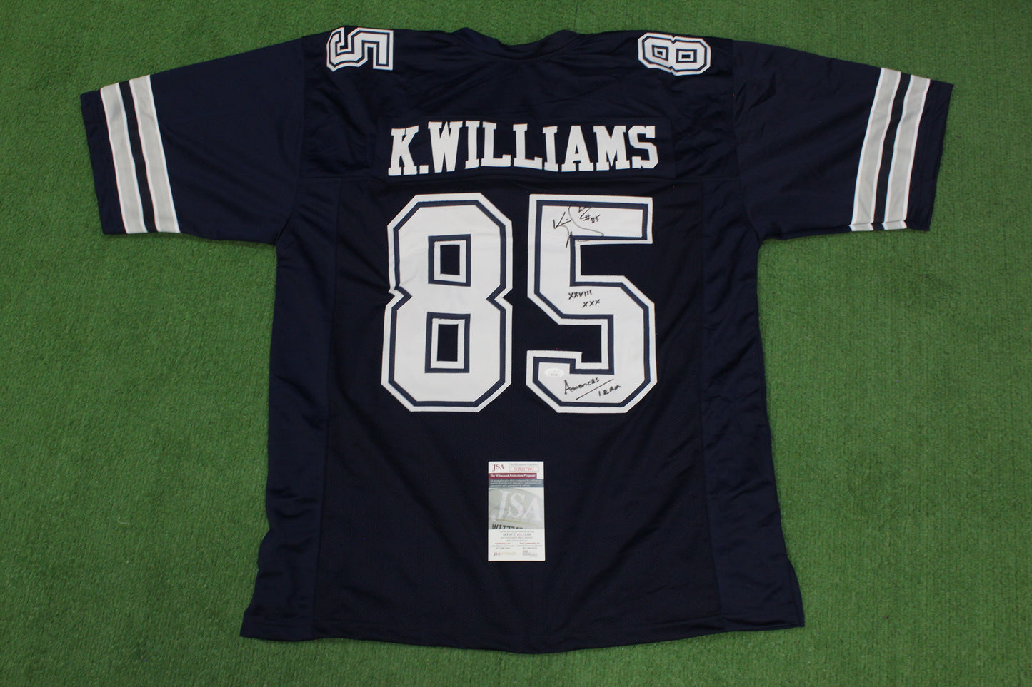 KEVIN WILLIAMS DALLAS COWBOYS SIGNED Blue JERSEY Hurricanes w/INSCs 3XL JSA