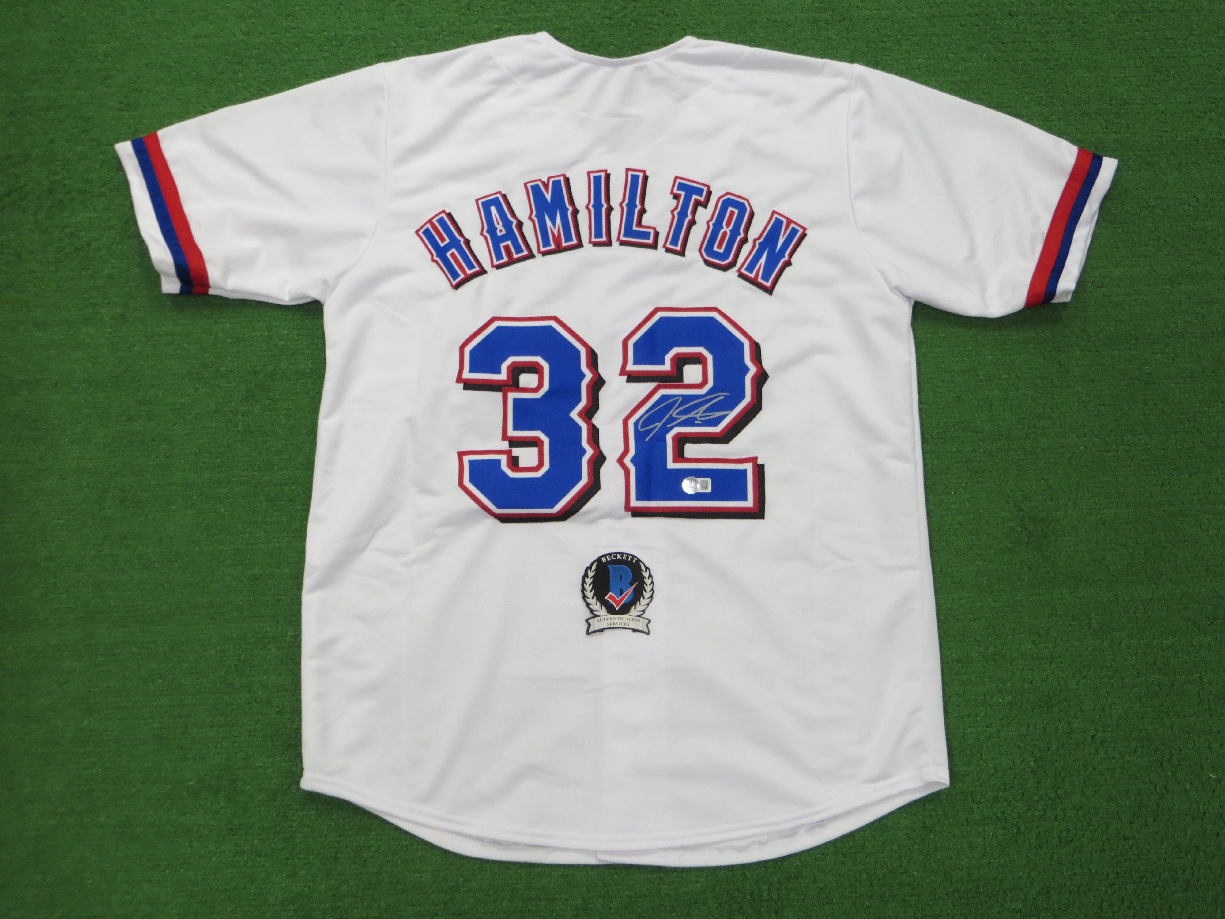 JOSH HAMILTON TEXAS RANGERS SIGNED WHITE JERSEY size M BAS COA Dallas Card Show