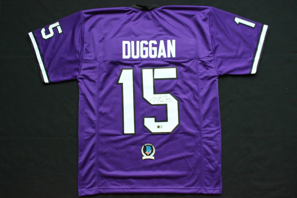 MAX DUGGAN TCU HORNED FROGS SIGNED Purple JERSEY BAS