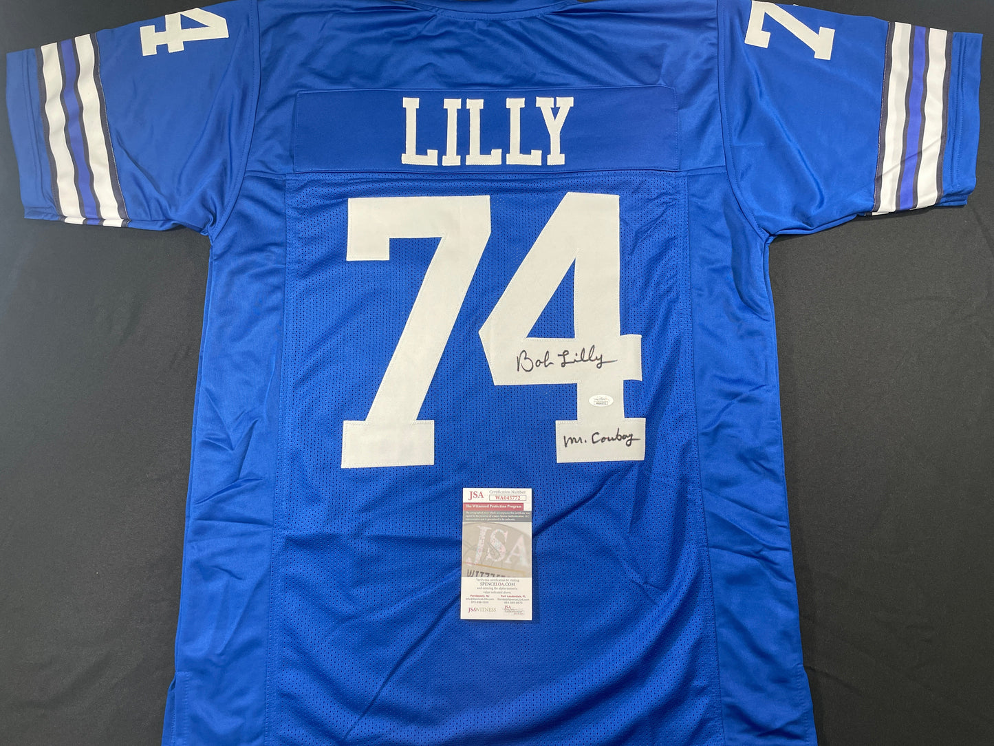 BOB LILLY DALLAS COWBOYS SIGNED Throwback JERSEY w/MrCowboy JSA COA