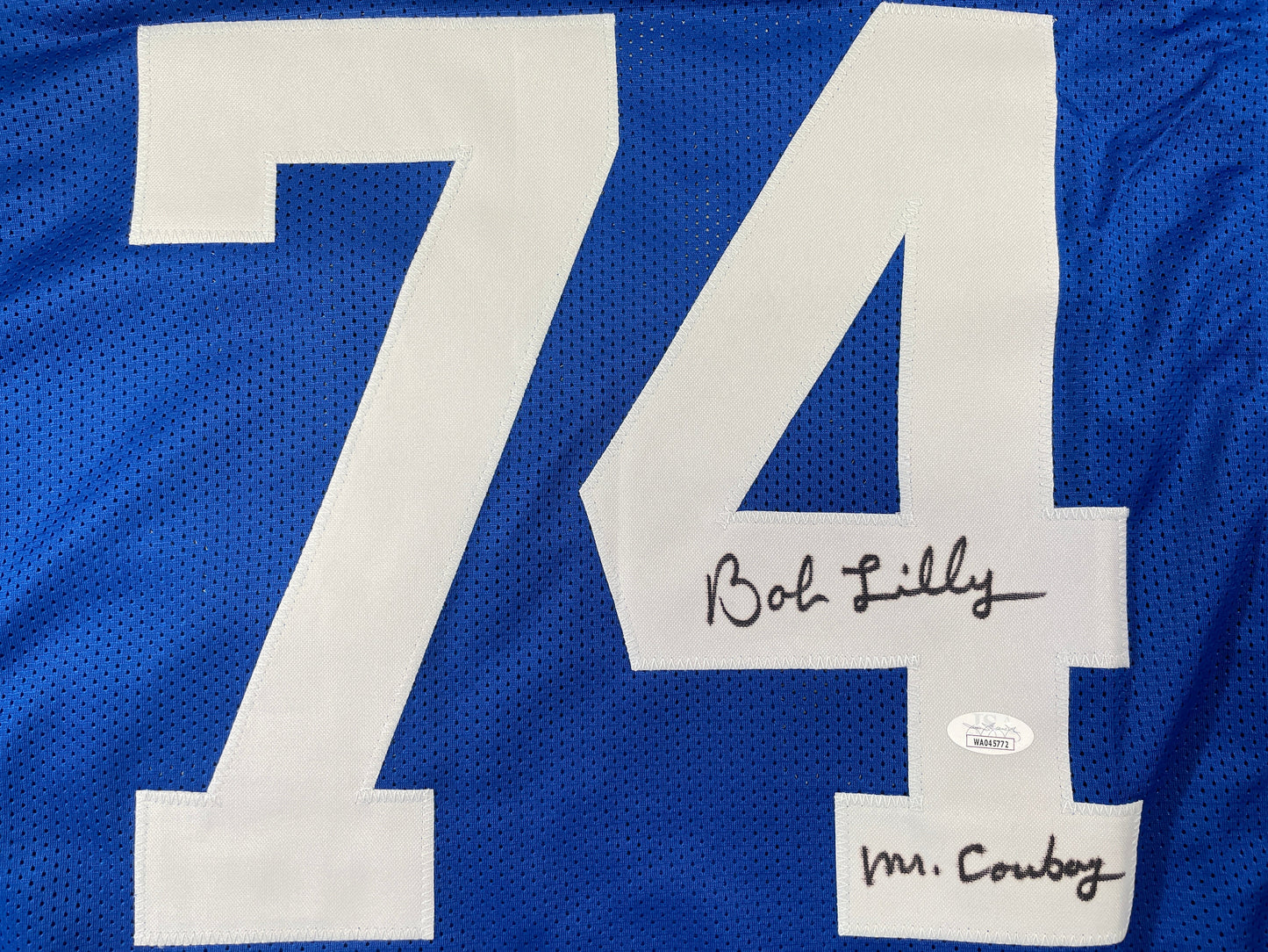 BOB LILLY DALLAS COWBOYS SIGNED Throwback JERSEY w/MrCowboy JSA COA