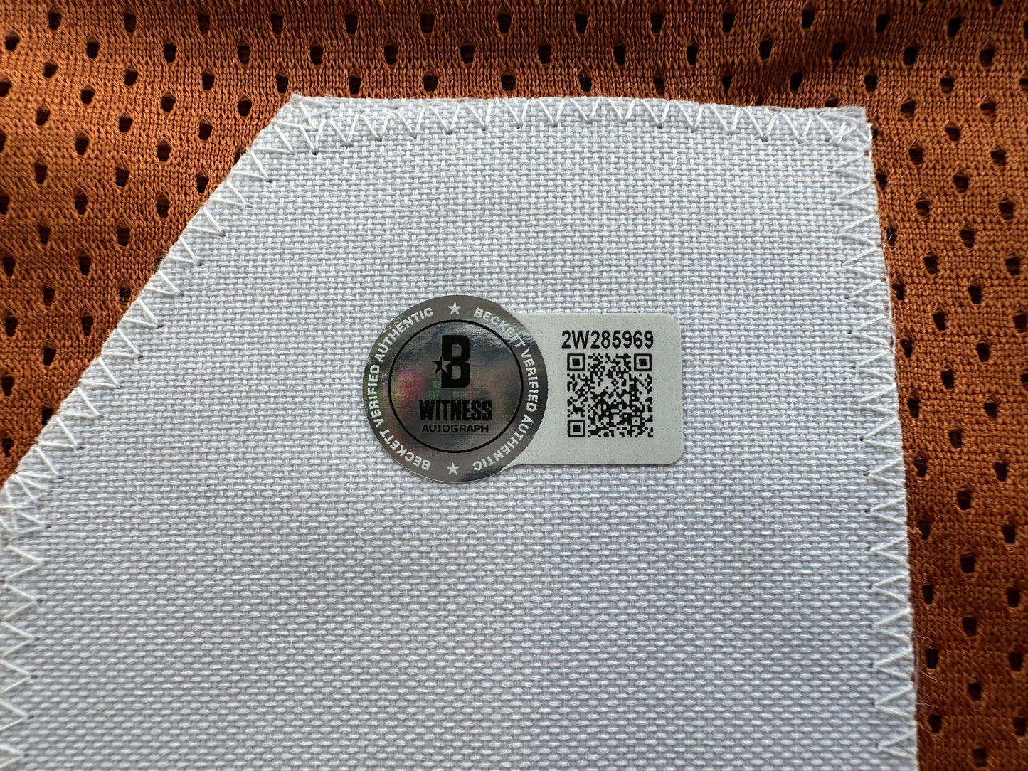 RAMONCE TAYLOR ORANGE FOOTBALL JERSEY Longhorns w/ "05 BCS National Champs" BAS