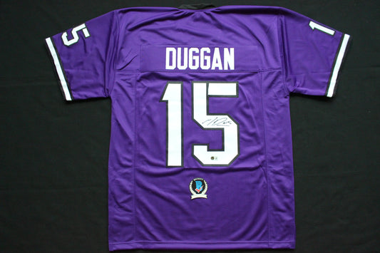 MAX DUGGAN TCU HORNED FROGS SIGNED Purple JERSEY BAS