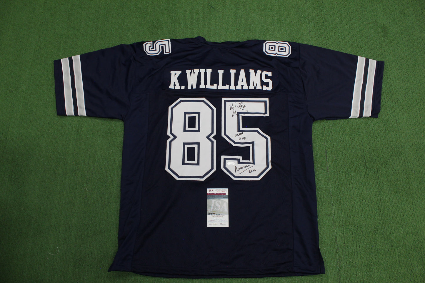KEVIN WILLIAMS DALLAS COWBOYS SIGNED Blue JERSEY Hurricanes w/INSCs 3XL JSA