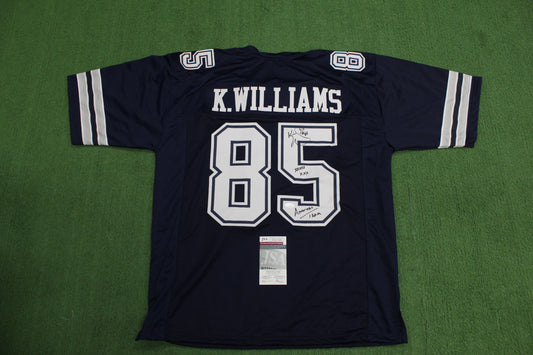 KEVIN WILLIAMS DALLAS COWBOYS SIGNED Blue JERSEY Hurricanes w/INSCs 3XL JSA