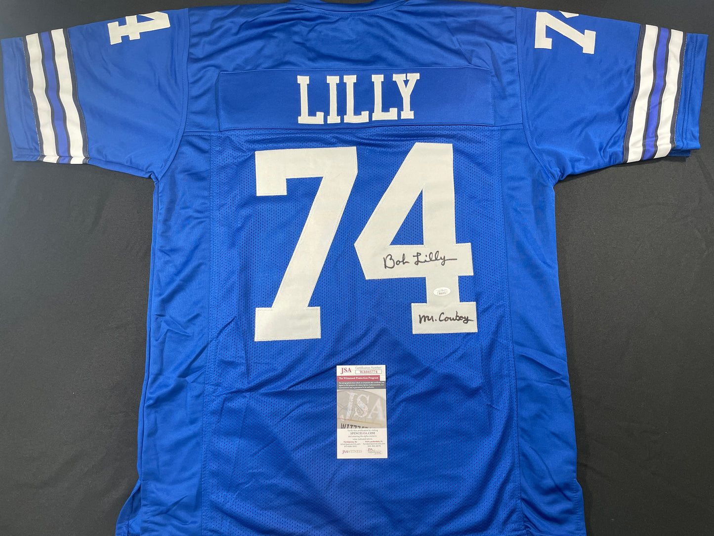 BOB LILLY DALLAS COWBOYS SIGNED Throwback JERSEY w/MrCowboy JSA COA