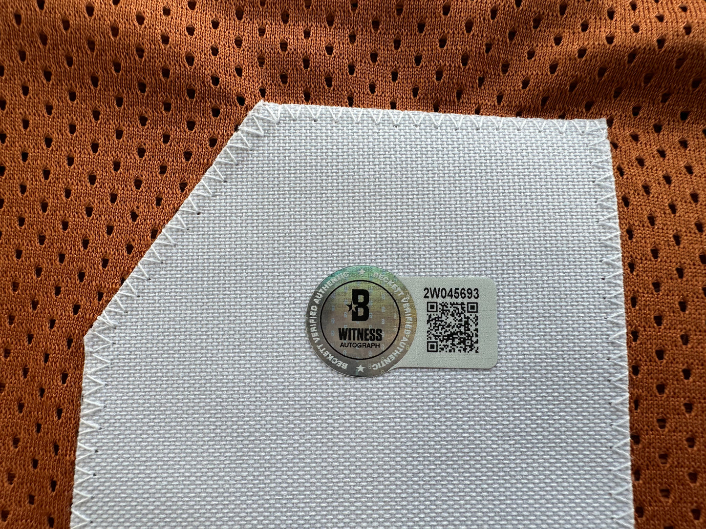 RAMONCE TAYLOR ORANGE FOOTBALL JERSEY Longhorns w/ "05 BCS National Champs" BAS