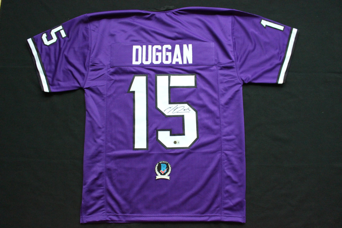 MAX DUGGAN TCU HORNED FROGS SIGNED Purple JERSEY BAS
