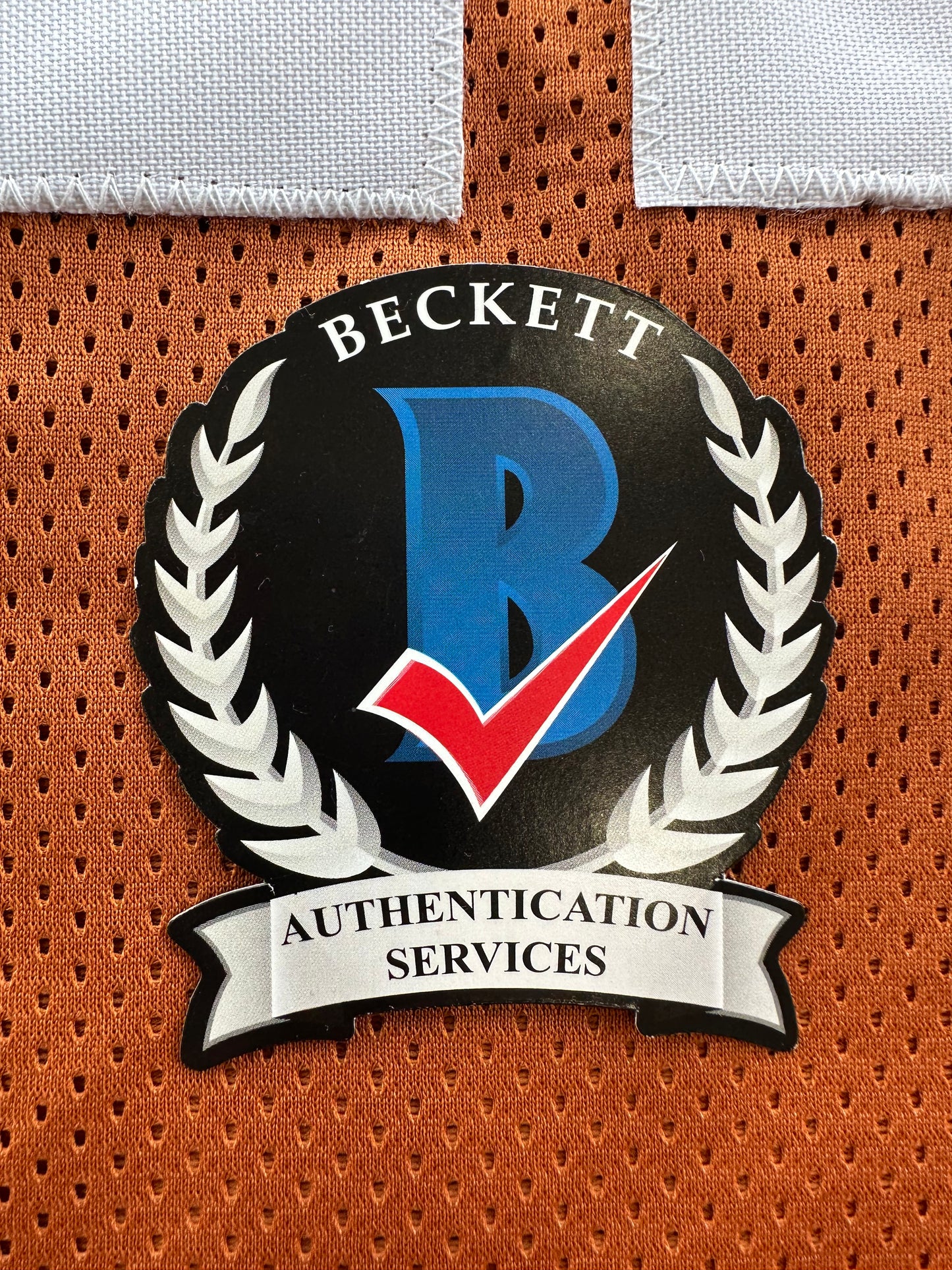 RAMONCE TAYLOR ORANGE FOOTBALL JERSEY Longhorns w/ "05 BCS National Champs" BAS