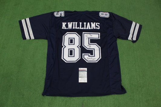 KEVIN WILLIAMS DALLAS COWBOYS SIGNED Blue JERSEY Hurricanes w/INSCs 3XL JSA