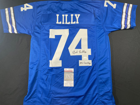 BOB LILLY DALLAS COWBOYS SIGNED Throwback JERSEY w/MrCowboy JSA COA