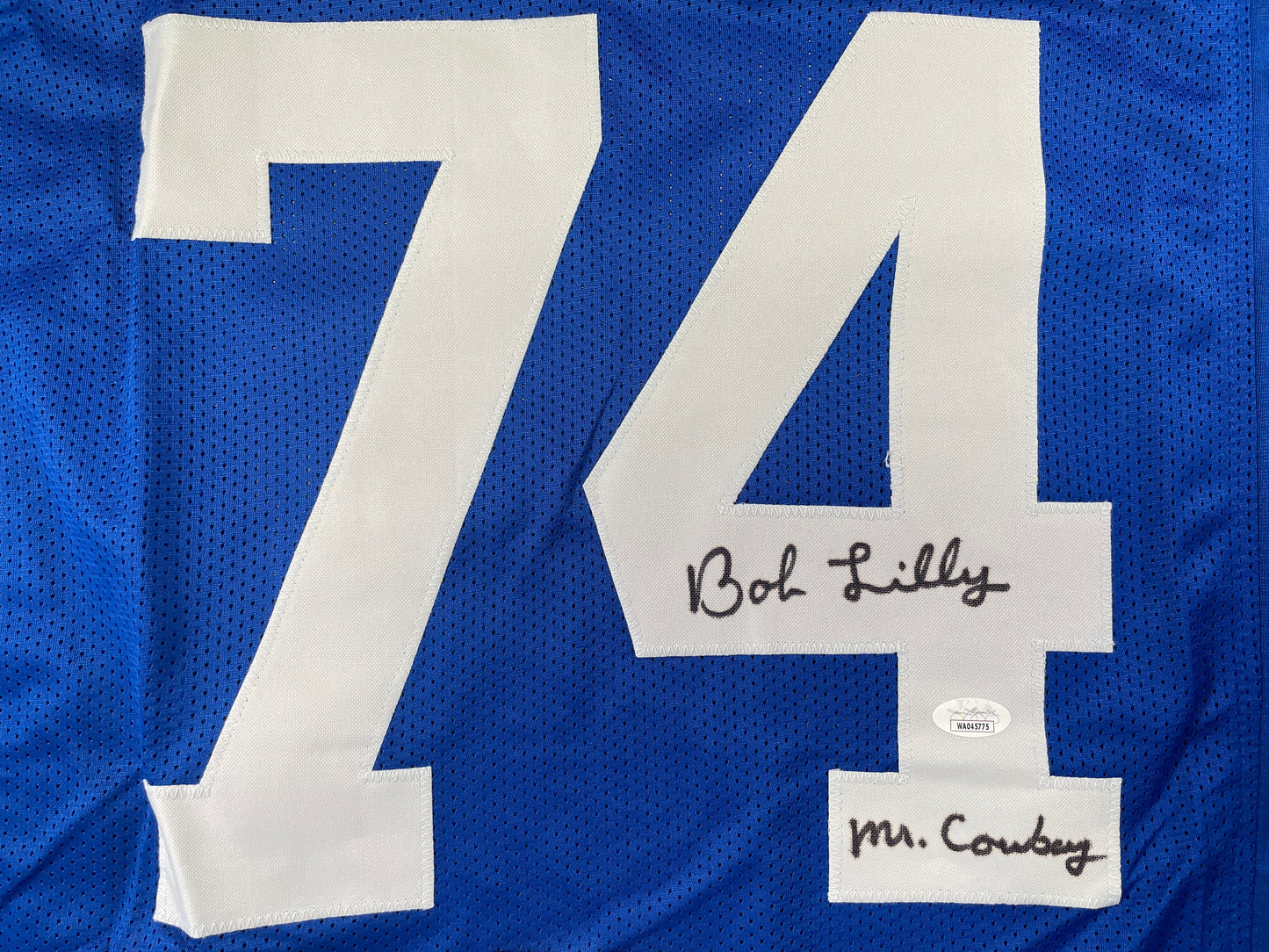 BOB LILLY DALLAS COWBOYS SIGNED Throwback JERSEY w/MrCowboy JSA COA