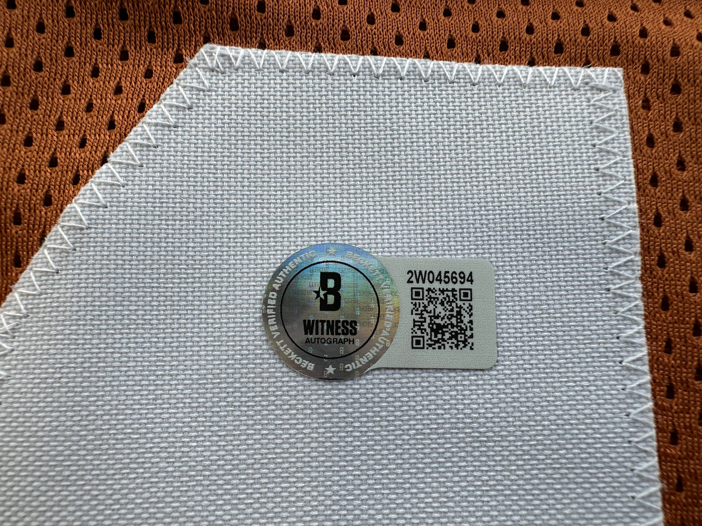 RAMONCE TAYLOR ORANGE FOOTBALL JERSEY Longhorns w/ "05 BCS National Champs" BAS