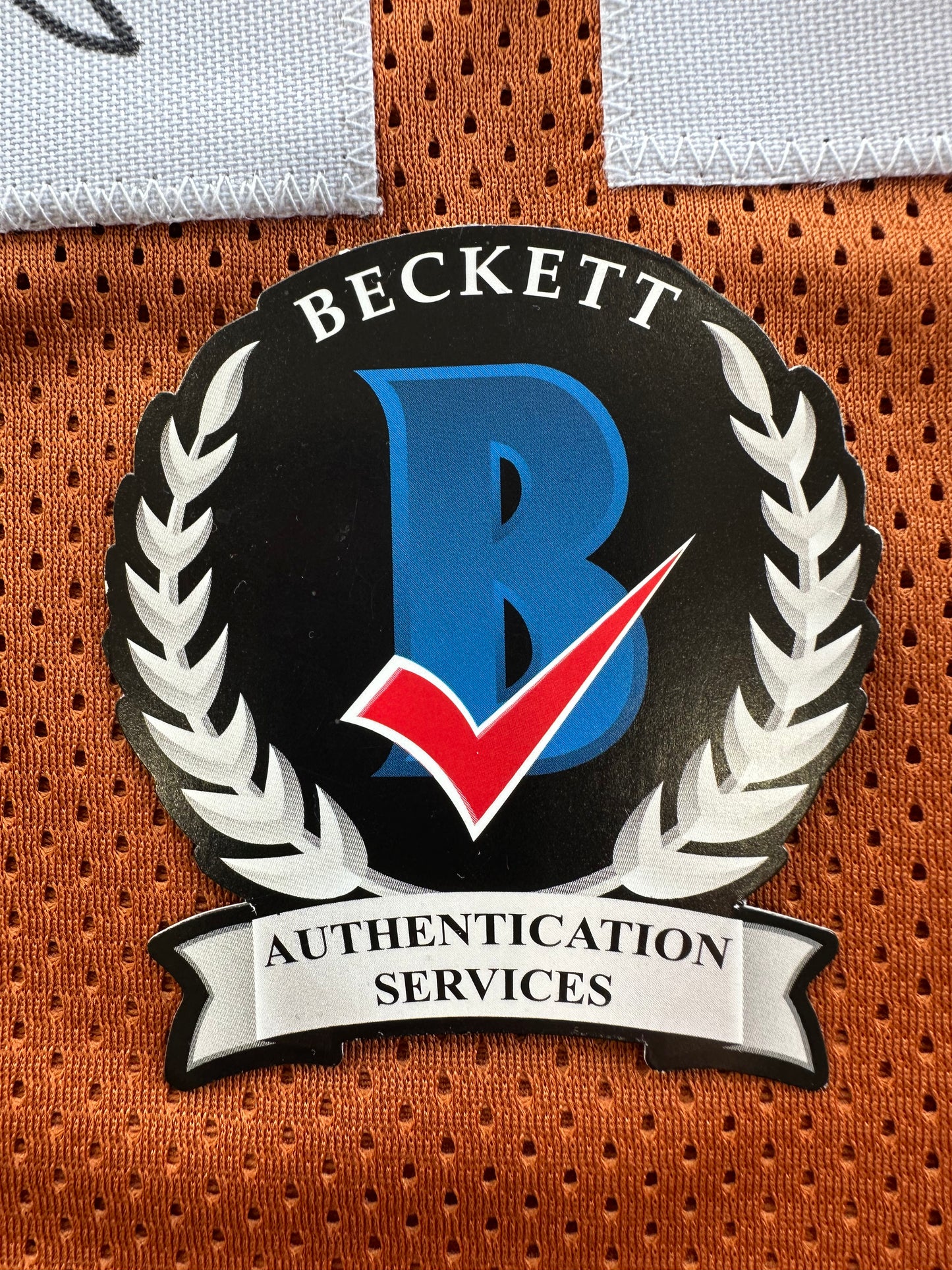 RAMONCE TAYLOR ORANGE FOOTBALL JERSEY Longhorns w/ "05 BCS National Champs" BAS