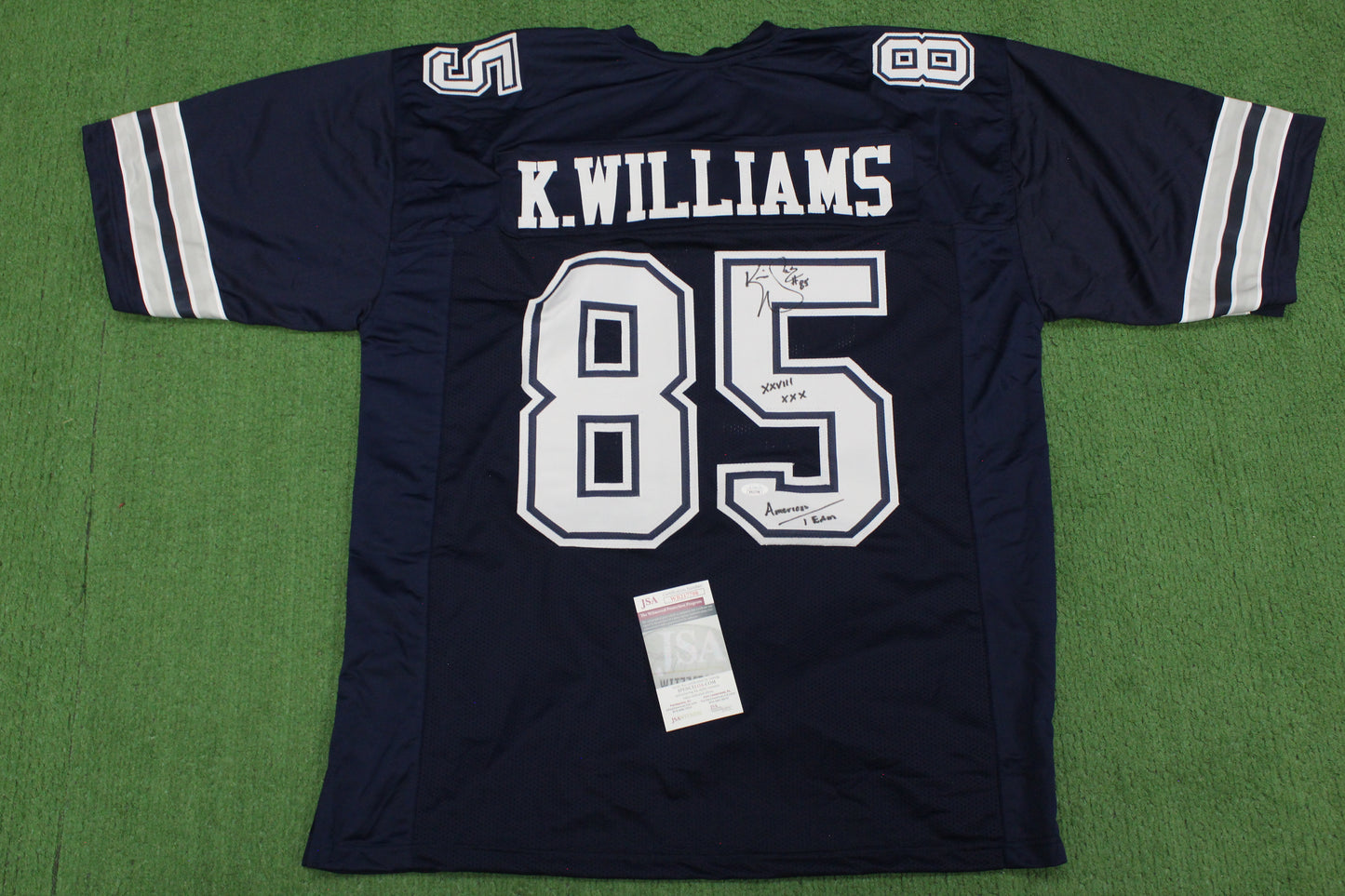 KEVIN WILLIAMS DALLAS COWBOYS SIGNED Blue JERSEY Hurricanes w/INSCs 3XL JSA