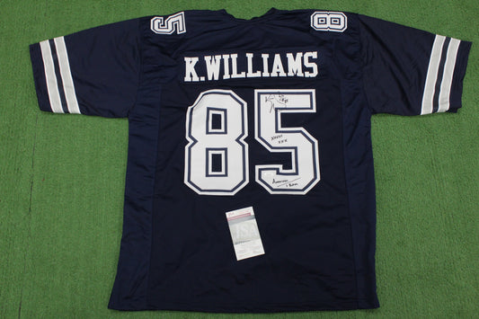 KEVIN WILLIAMS DALLAS COWBOYS SIGNED Blue JERSEY Hurricanes w/INSCs 3XL JSA