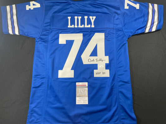 BOB LILLY DALLAS COWBOYS SIGNED TB JERSEY w/HOF80 JSA COA