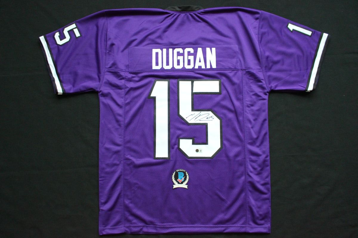 MAX DUGGAN TCU HORNED FROGS SIGNED Purple JERSEY BAS