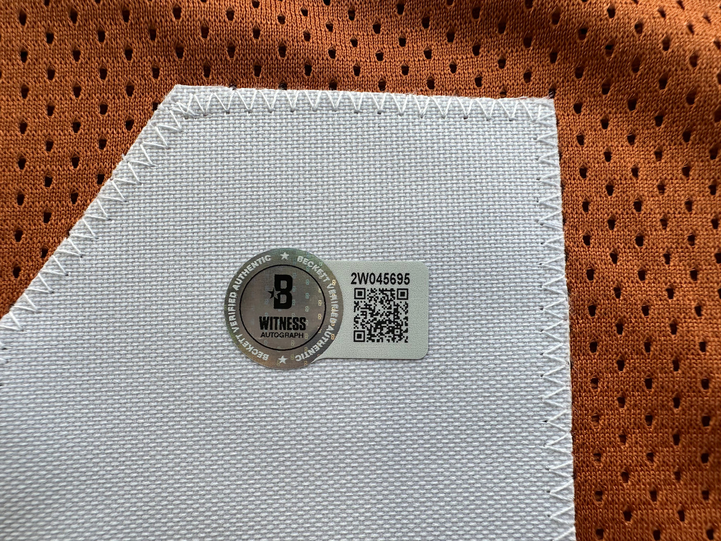 RAMONCE TAYLOR ORANGE FOOTBALL JERSEY Longhorns w/ "05 BCS National Champs" BAS