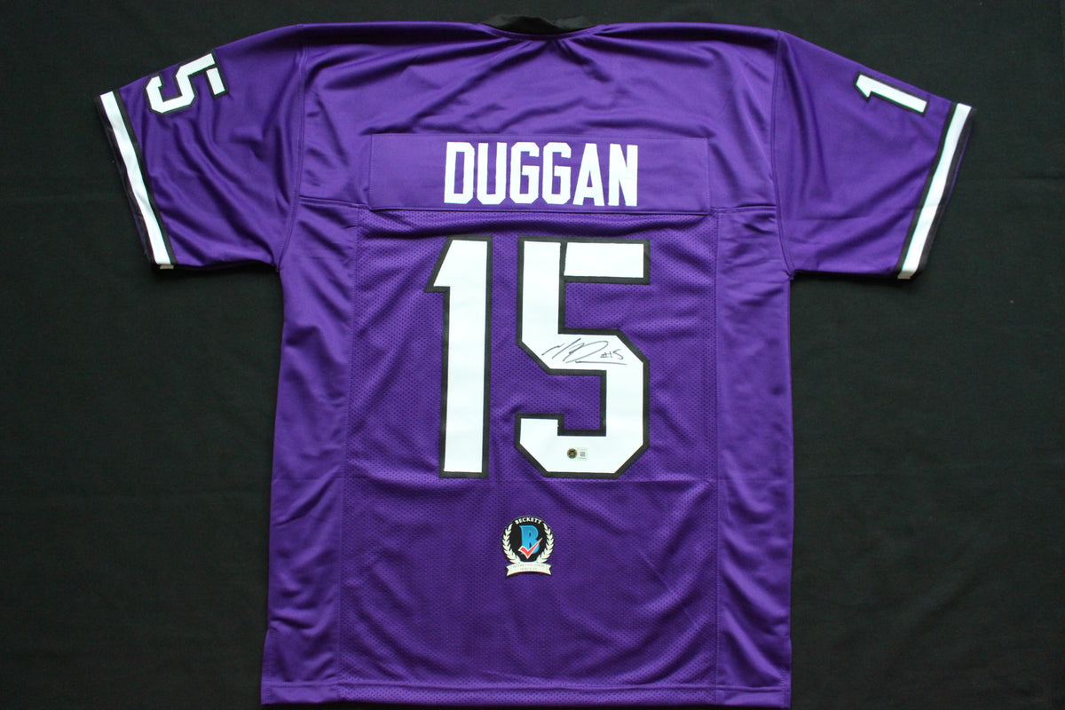 MAX DUGGAN TCU HORNED FROGS SIGNED Purple JERSEY BAS