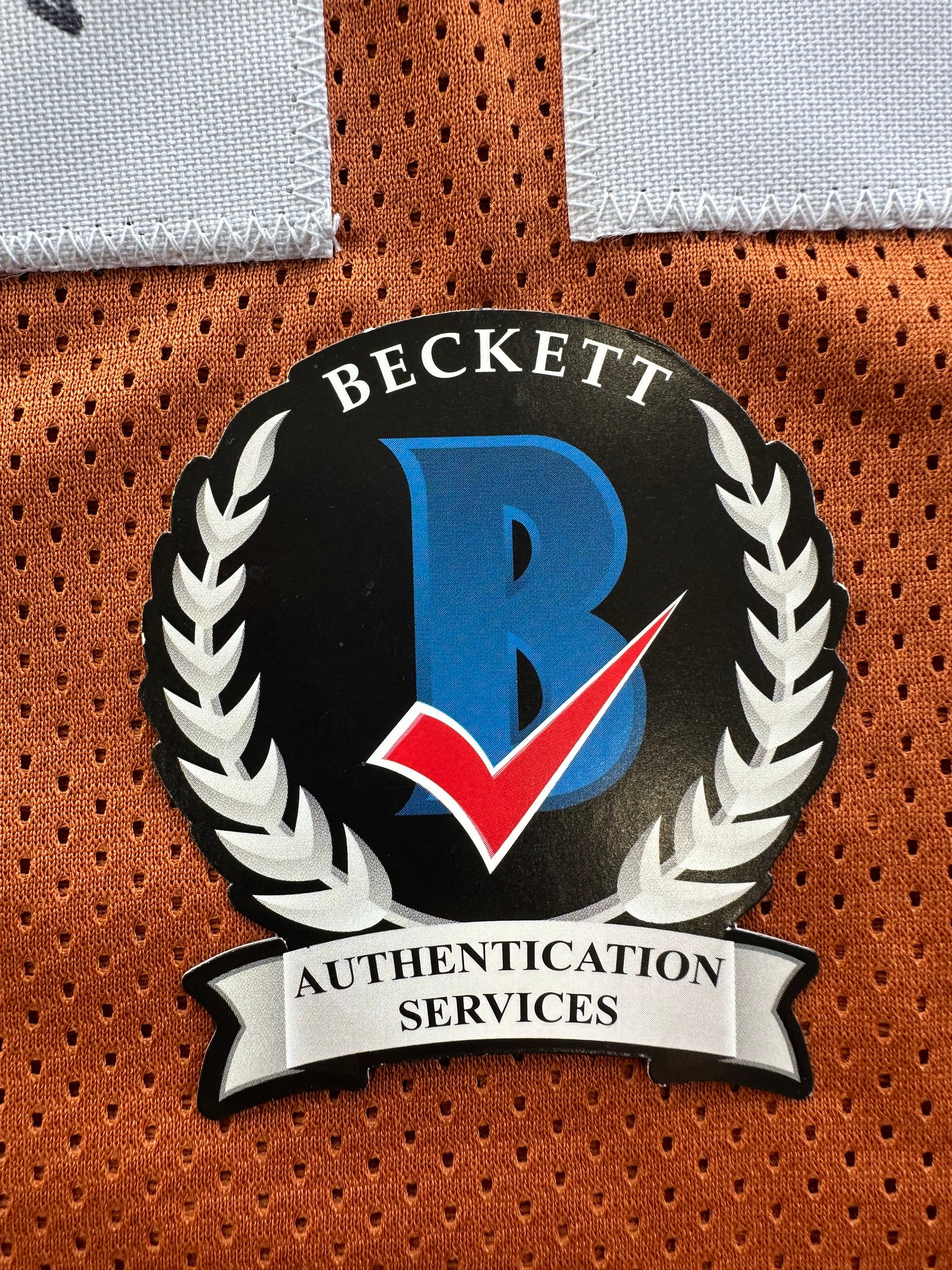 RAMONCE TAYLOR ORANGE FOOTBALL JERSEY Longhorns w/ "05 BCS National Champs" BAS