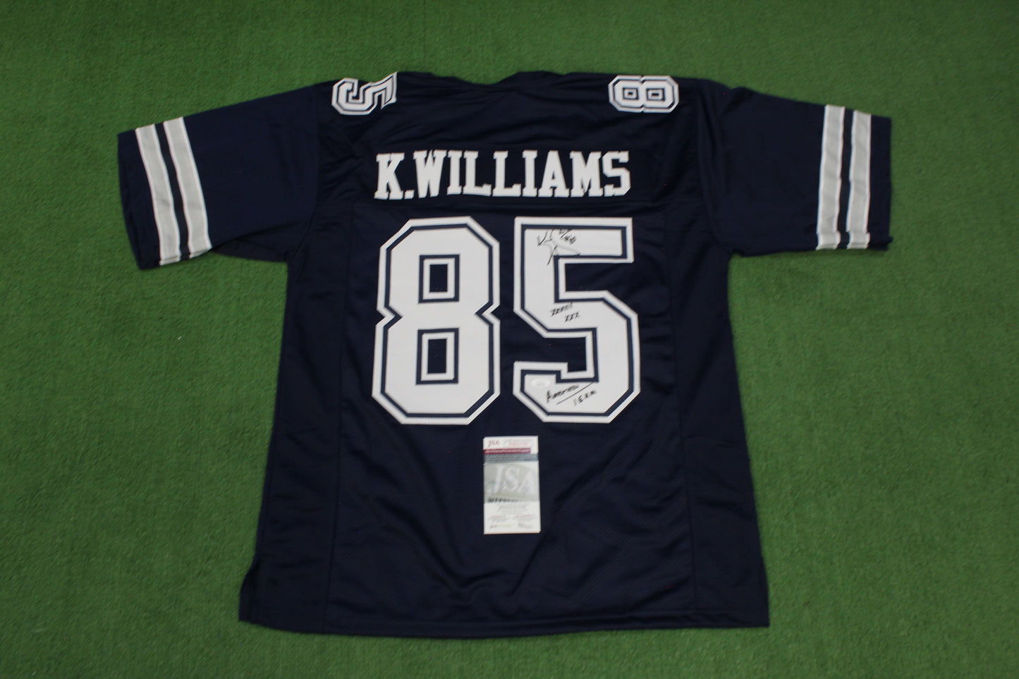 KEVIN WILLIAMS DALLAS COWBOYS SIGNED Blue JERSEY Hurricanes w/INSCs 2XL JSA