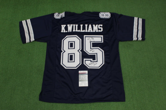 KEVIN WILLIAMS DALLAS COWBOYS SIGNED Blue JERSEY Hurricanes w/INSCs 2XL JSA