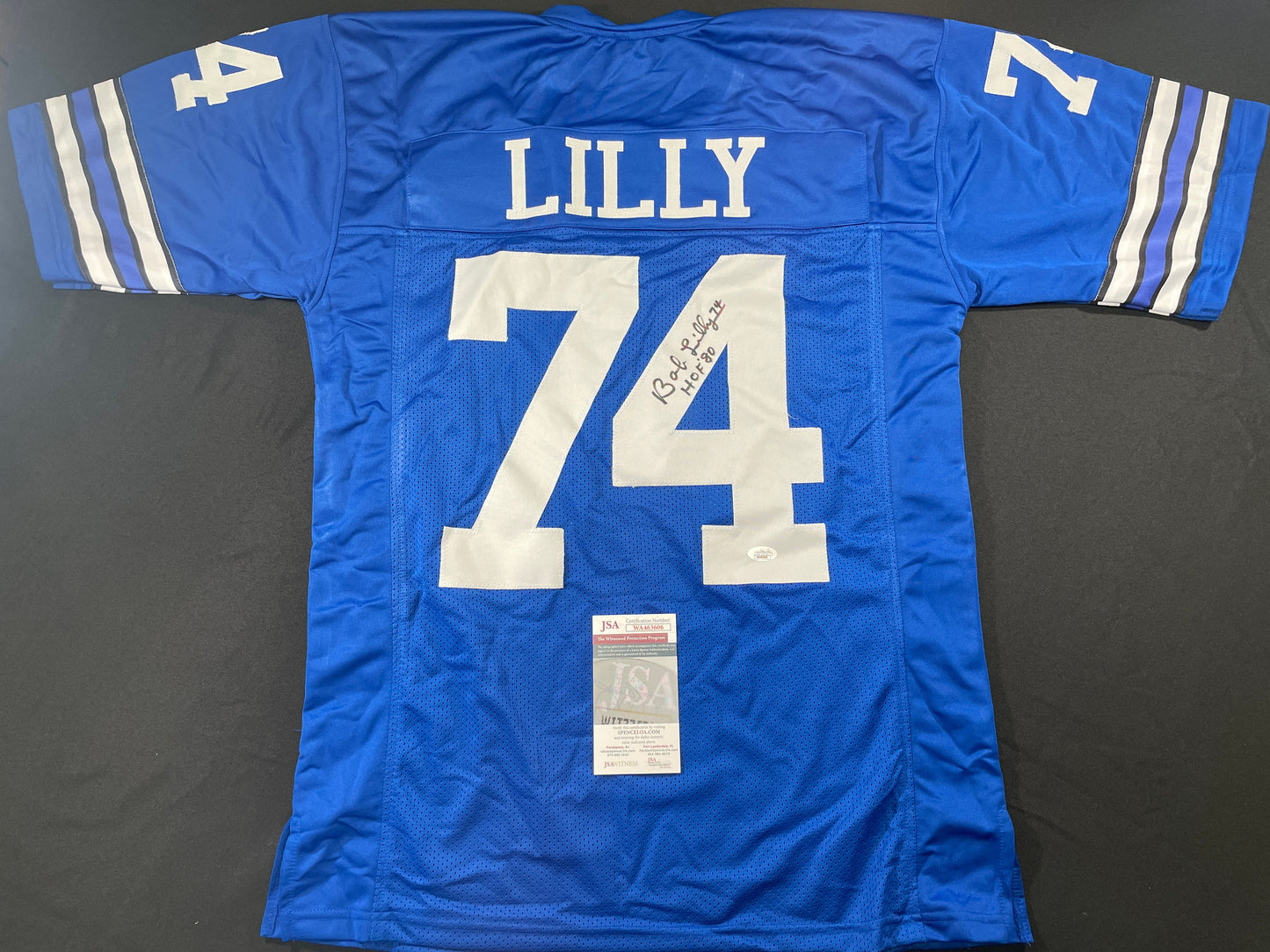 BOB LILLY DALLAS COWBOYS SIGNED Throwback JERSEY w/HOF80 JSA COA