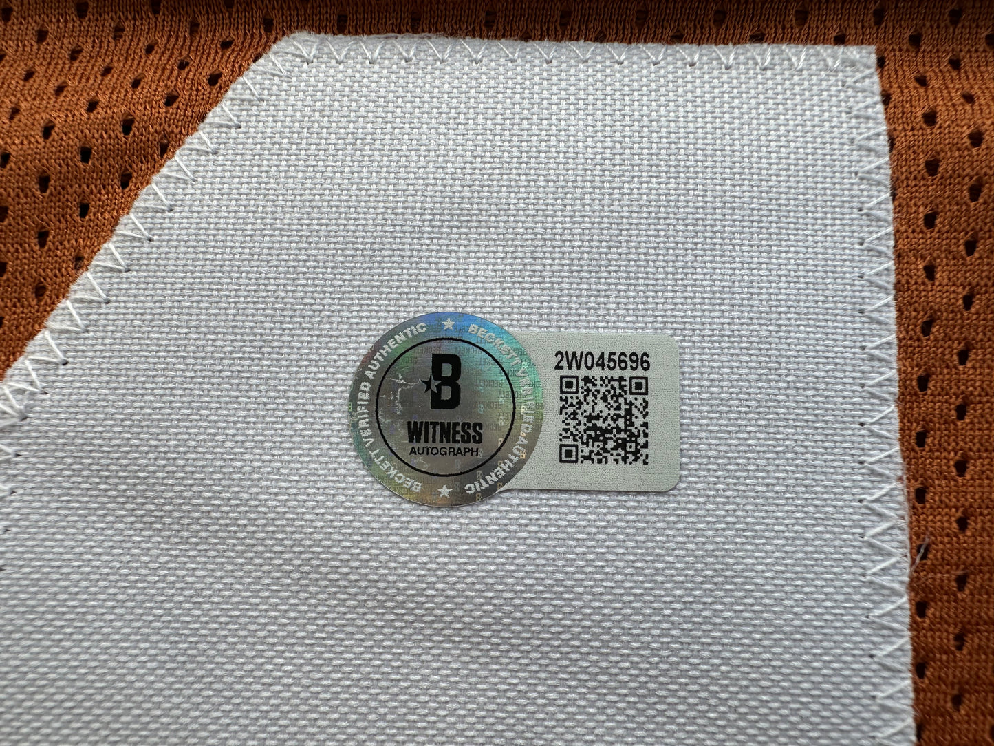 RAMONCE TAYLOR ORANGE FOOTBALL JERSEY Longhorns w/ "05 BCS National Champs" BAS