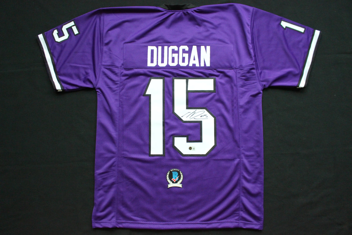 MAX DUGGAN TCU HORNED FROGS SIGNED Purple JERSEY BAS