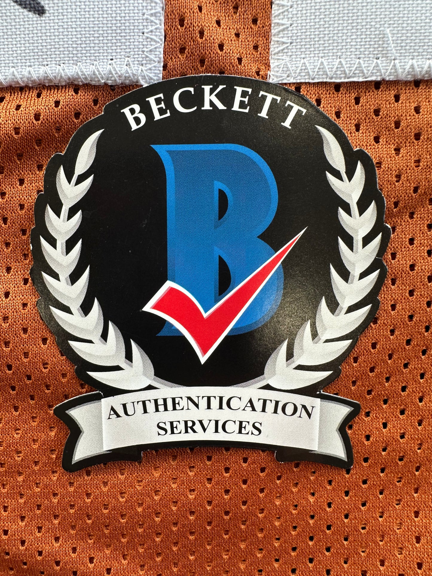 RAMONCE TAYLOR ORANGE FOOTBALL JERSEY Longhorns w/ "05 BCS National Champs" BAS