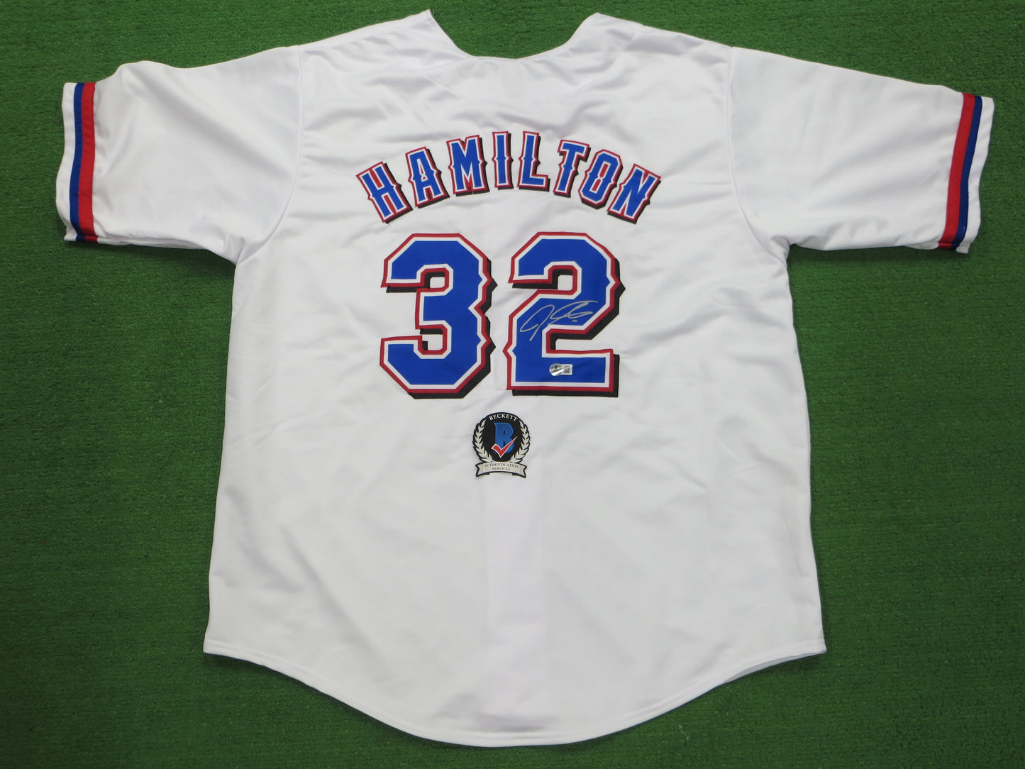 JOSH HAMILTON TEXAS RANGERS SIGNED WHITE JERSEY size 3XL BAS COA