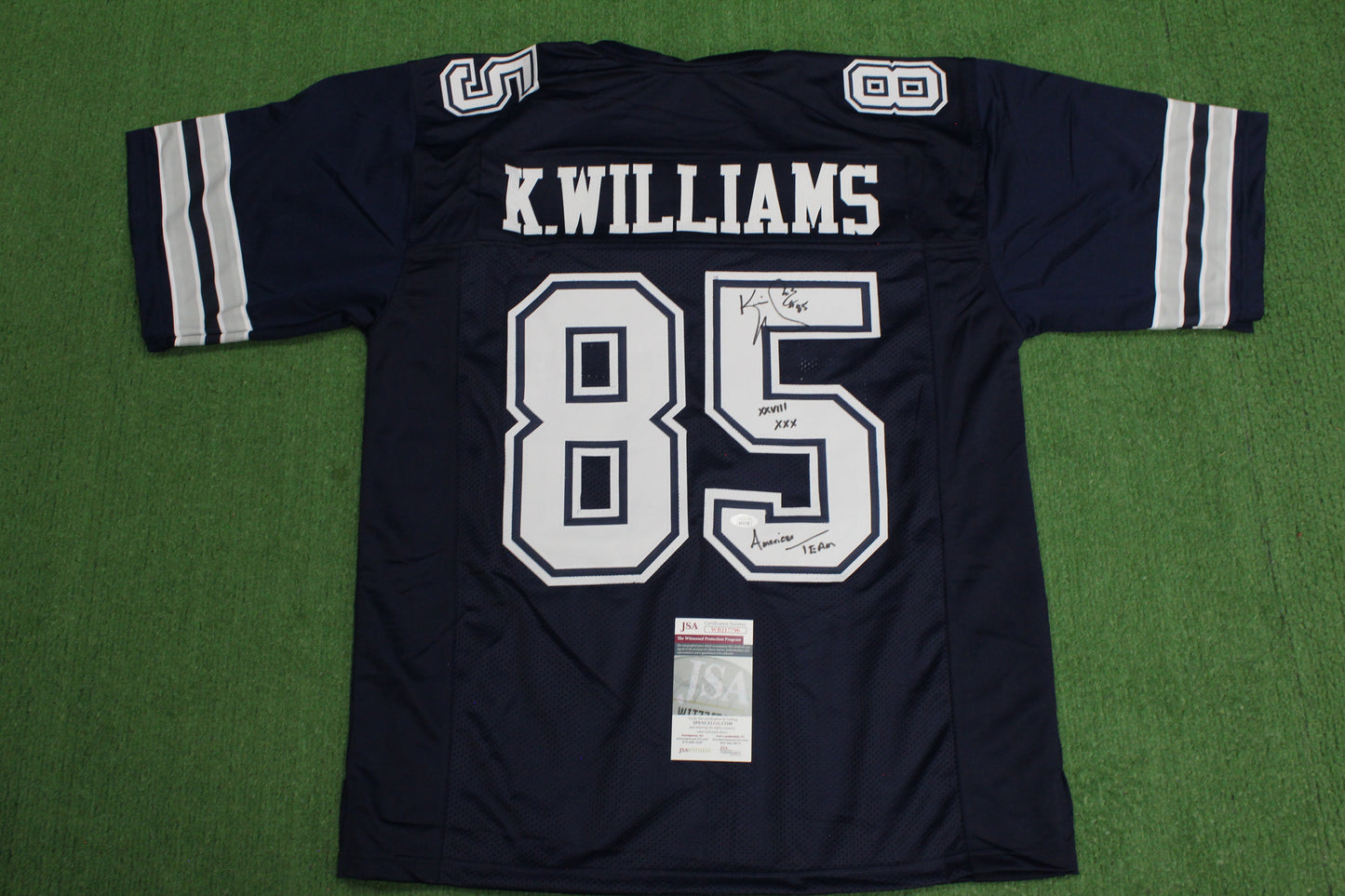 KEVIN WILLIAMS DALLAS COWBOYS SIGNED Blue JERSEY Hurricanes w/INSCs 2XL JSA