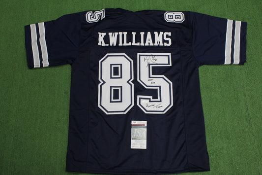 KEVIN WILLIAMS DALLAS COWBOYS SIGNED Blue JERSEY Hurricanes w/INSCs 2XL JSA