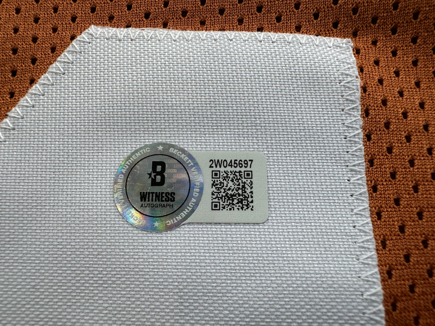 RAMONCE TAYLOR ORANGE FOOTBALL JERSEY Longhorns w/ "05 BCS National Champs" BAS