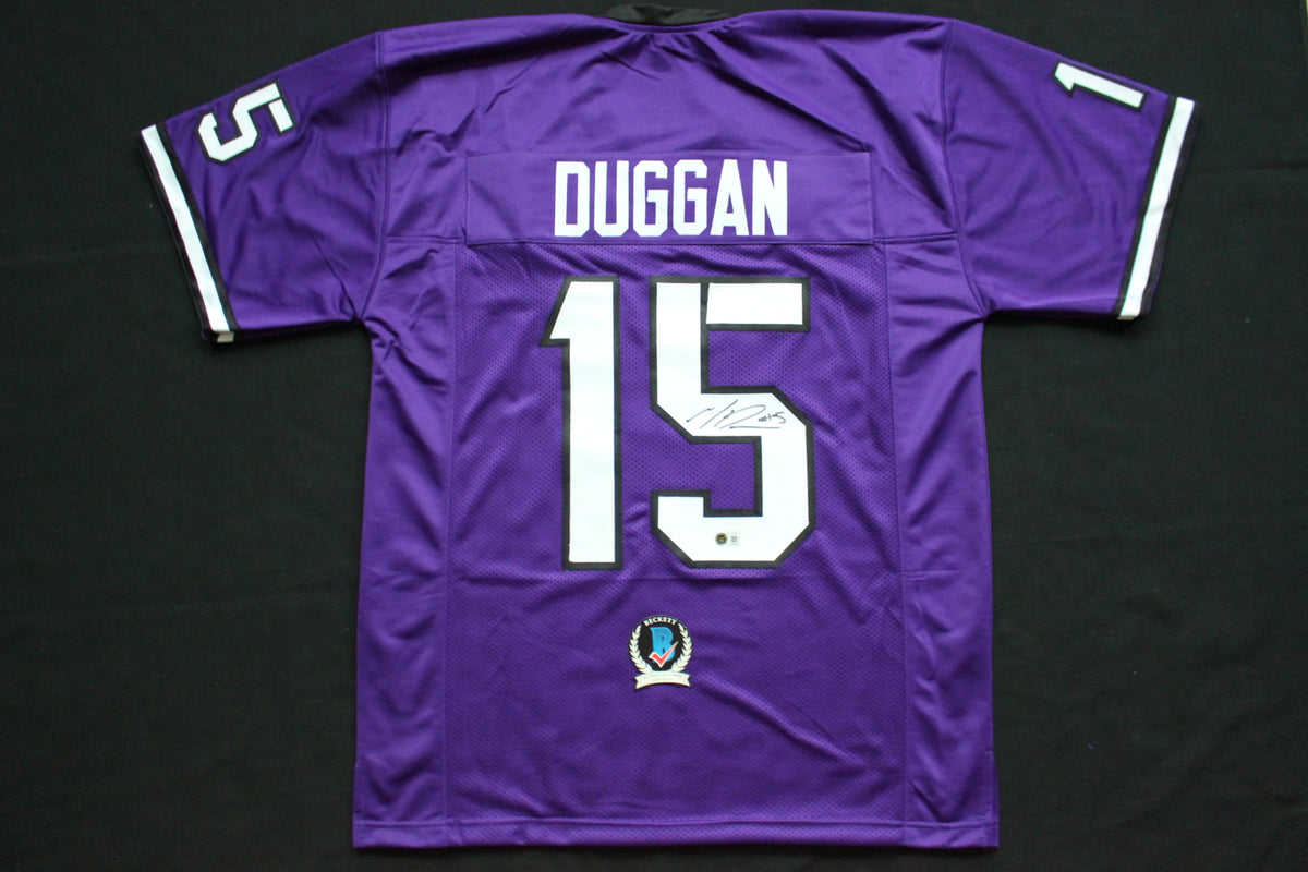 MAX DUGGAN TCU HORNED FROGS SIGNED Purple JERSEY BAS