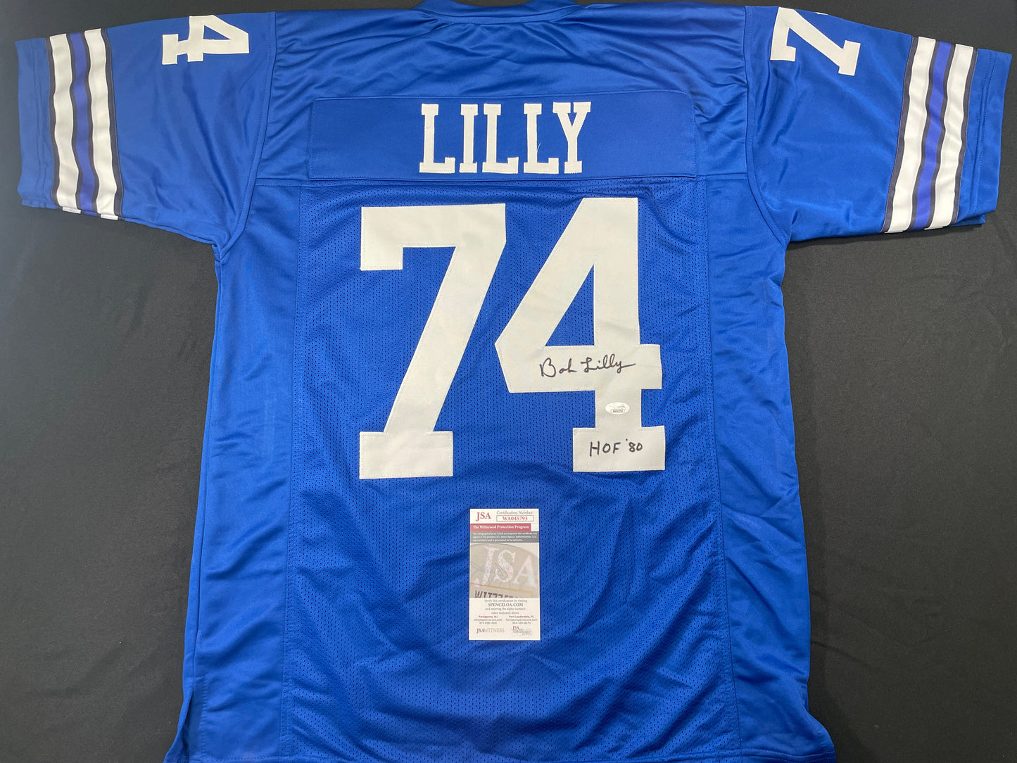 BOB LILLY DALLAS COWBOYS SIGNED TB JERSEY w/HOF80 JSA COA