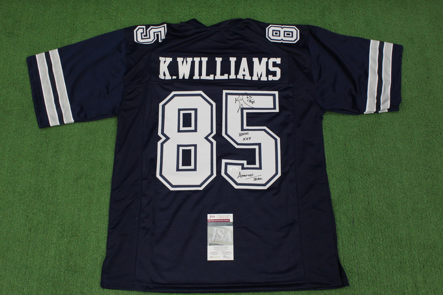 KEVIN WILLIAMS DALLAS COWBOYS SIGNED Blue JERSEY Hurricanes w/INSCs 2XL JSA