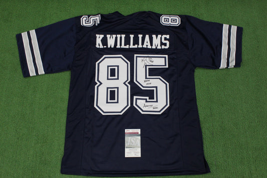 KEVIN WILLIAMS DALLAS COWBOYS SIGNED Blue JERSEY Hurricanes w/INSCs 2XL JSA