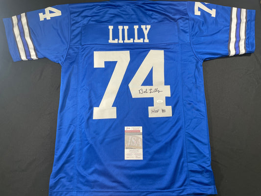 BOB LILLY DALLAS COWBOYS SIGNED TB JERSEY w/HOF80 JSA COA