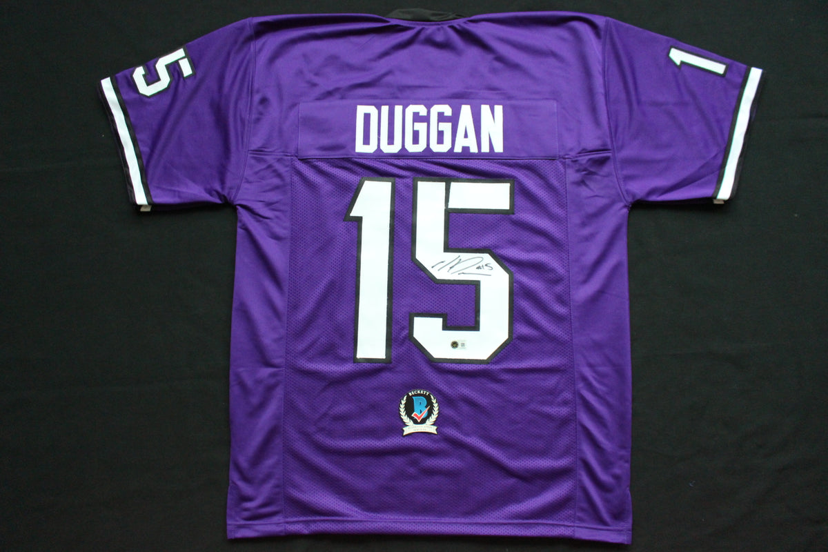 MAX DUGGAN TCU HORNED FROGS SIGNED Purple JERSEY BAS