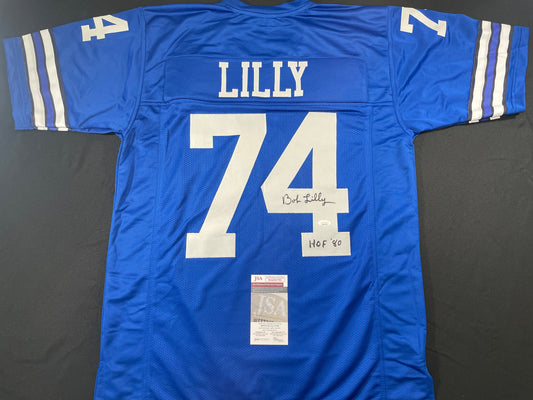 BOB LILLY DALLAS COWBOYS SIGNED TB JERSEY w/HOF80 JSA COA