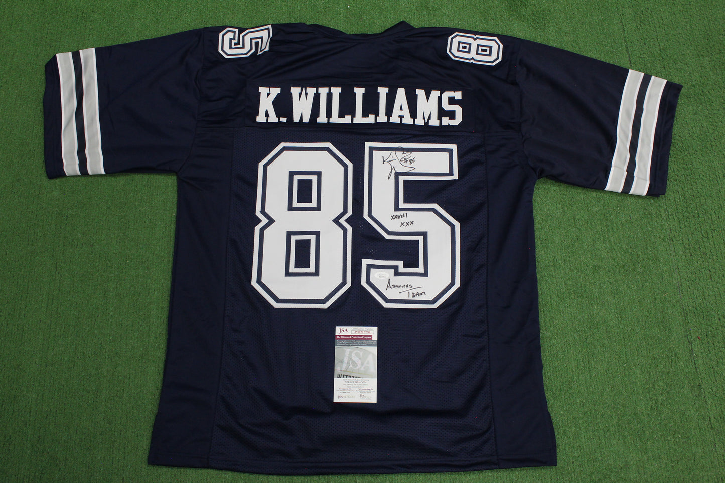 KEVIN WILLIAMS DALLAS COWBOYS SIGNED Blue JERSEY Hurricanes w/INSCs 2XL JSA