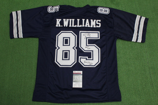KEVIN WILLIAMS DALLAS COWBOYS SIGNED Blue JERSEY Hurricanes w/INSCs 2XL JSA